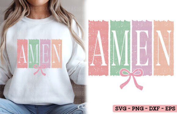 Christian PNG SVG Amen Easter Coquette T-Shirt Designs