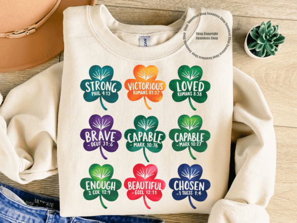 Christian Shamrock Bible Verse PNG for T-Shirt Designs