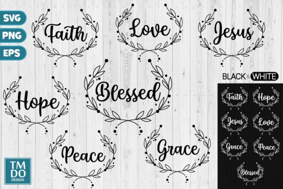 Christian Words SVG: Faith Hope Love PNG for T-Shirt Designs
