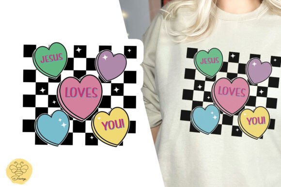 Jesus Loves You Candy Hearts PNG for T-Shirt Designs